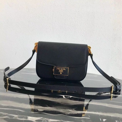Borsa Prada Embleme in pelle Saffiano 1BD217 nera