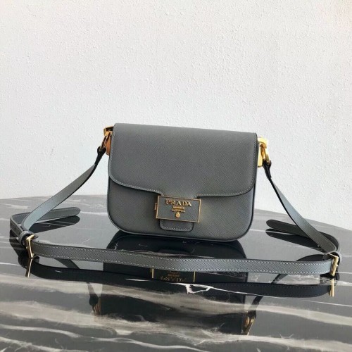 Borsa Prada Embleme in pelle Saffiano 1BD217 grigia