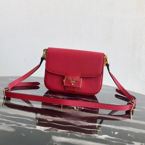 Borsa Prada Embleme in pelle Saffiano 1BD217 rossa