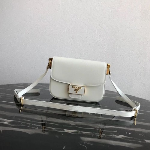 Borsa Prada Embleme in pelle Saffiano 1BD217 bianca
