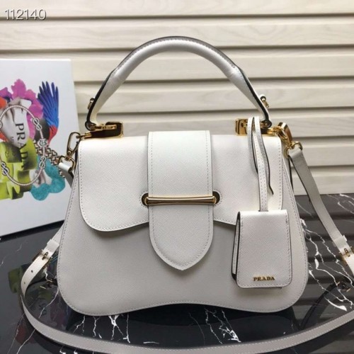 Borsa Prada Embleme in pelle Saffiano 1BN005 bianca