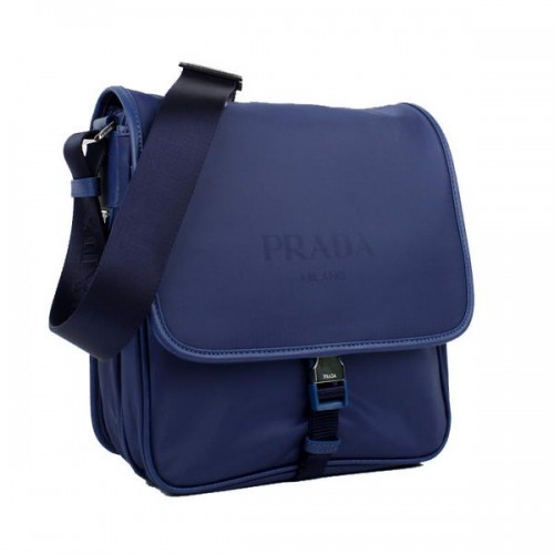 Prada Borsa Messenger in Tessuto V166 Blu