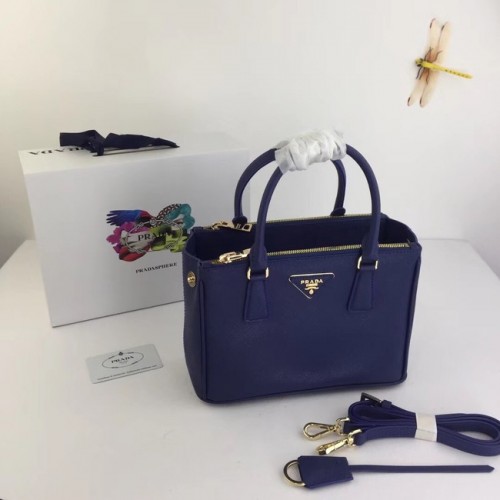 Borsa Prada Galleria Piccola in Pelle Saffiano BN2316 blu