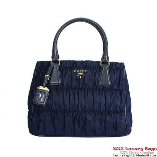 Borsa tote in tessuto Prada Gaufre BN2393 blu scuro