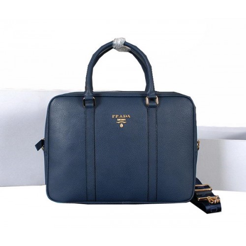 Cartella Prada in pelle di vitello granulosa 80661 blu