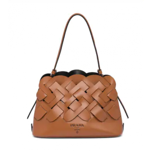Prada Borsa a mano Prada Tress in pelle 1BA290 marrone
