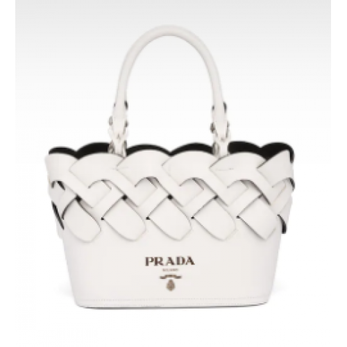Borsa Prada in pelle Tress 1BG318 bianca