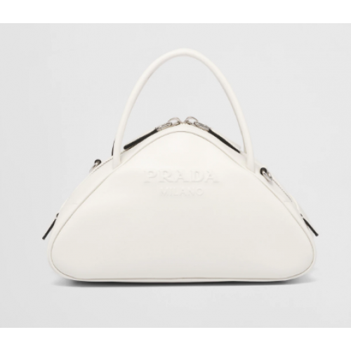 Prada Borsa a triangolo in pelle 1BB082 bianca