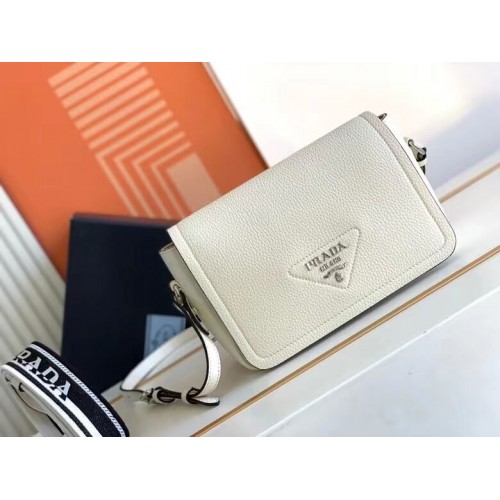 Prada Borsa in pelle con tracolla 1DB443 bianca