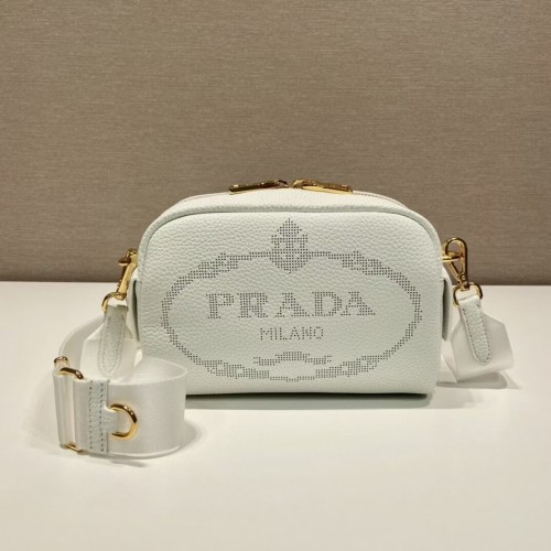 Prada Borsa in pelle con tracolla 1DH781 bianca