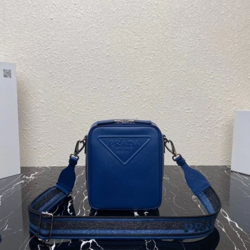 Prada Borsa in pelle con tracolla 2BQ354 blu
