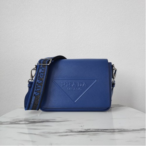 Prada Borsa in pelle con tracolla 2BV031 blu