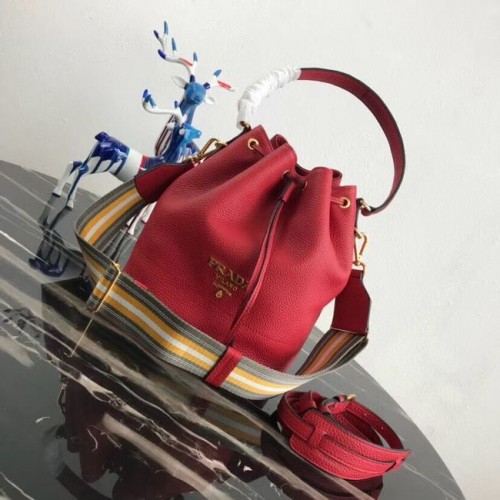 Prada Borsa a secchiello in pelle 1BE018 rossa