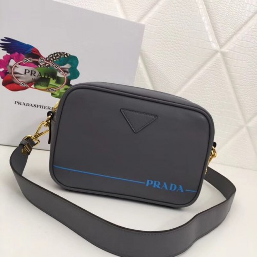 Prada Borsa a tracolla in pelle 1BH093 grigia