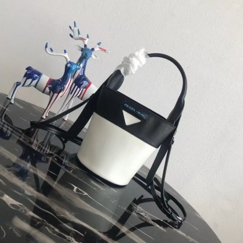 Prada Margit borsa a spalla in pelle 1BE015 Black&white