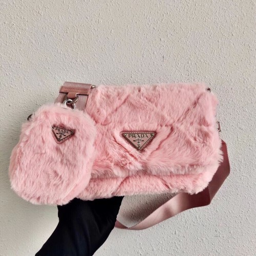 Prada borsa a spalla in pelo di visone 1BC292M rosa