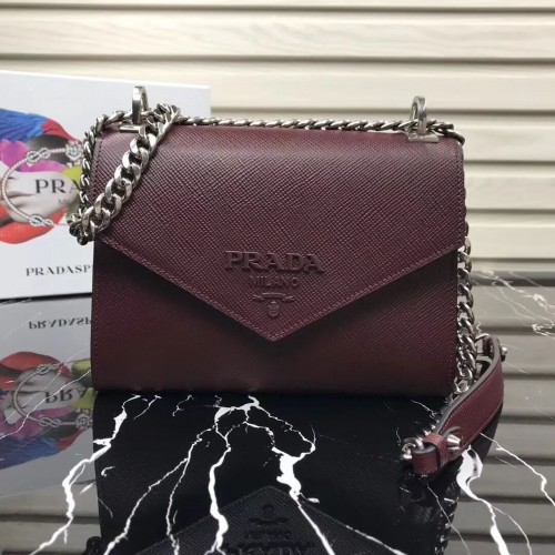 Borsa Prada Monochrome in pelle Saffiano 1BD127 fucsia