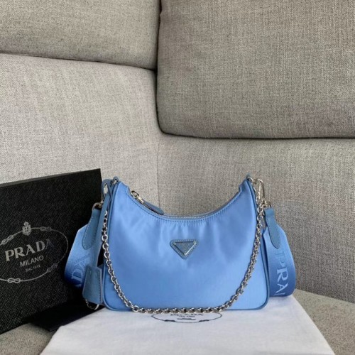 Prada Re-Edition 2005 borsa a tracolla in nylon 1BH204 celeste