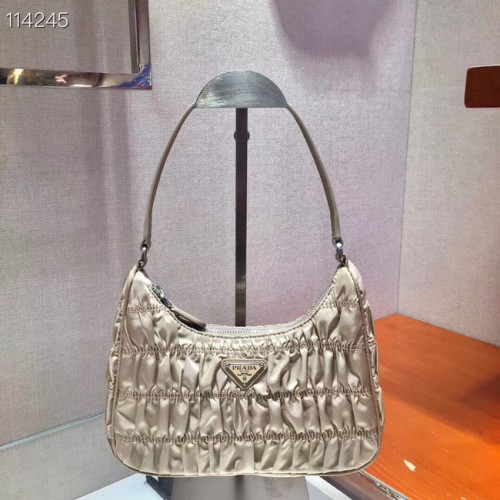 Mini borsa Prada in nylon e pelle Saffiano 1NE204 albicocca