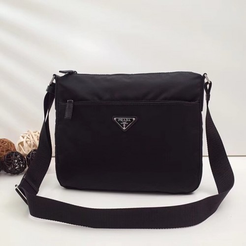 Prada Borsa a spalla in nylon e pelle BT0421 nera
