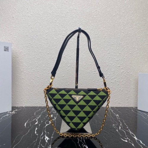 Mini borsa Prada Symbole in pelle e tessuto 1BC176 Verde