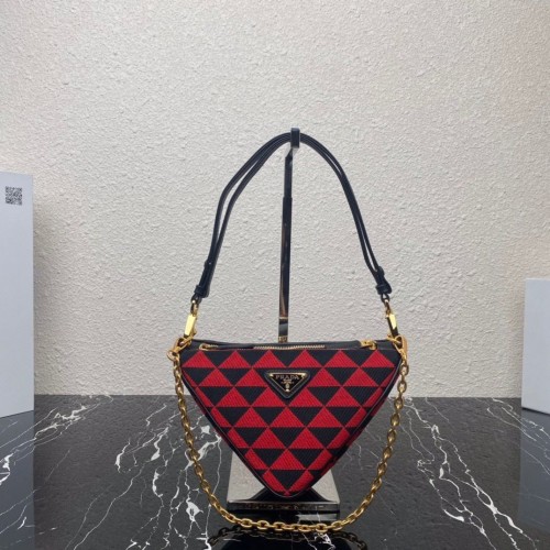 Mini borsa Prada Symbole in pelle e tessuto 1BC176 Rossa