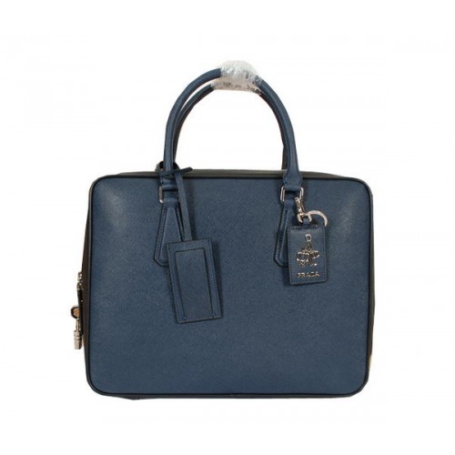 Cartella in pelle originale Prada 305M blu