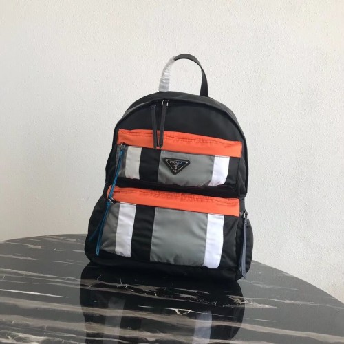 Prada Zaino in tessuto tecnico stampato 2VZ025 nero&arancio