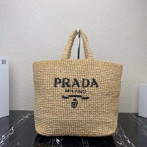 Prada Borsa tote in rafia 1NE229 cuoio