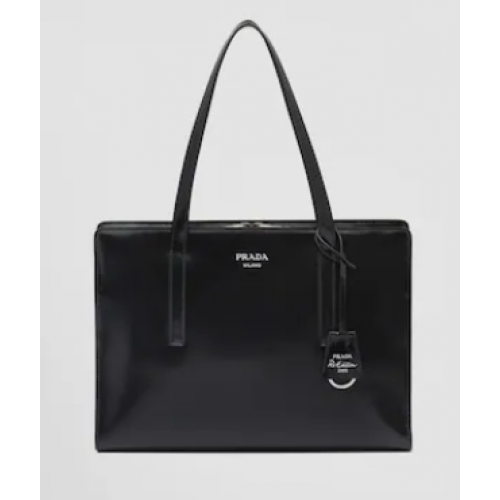 Prada Re-Edition 1995 borsa a mano media in pelle spazzolata 1BA350 nera