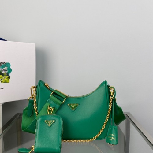 Borsa a spalla Prada Re-Edition 2005 Saffiano 1BH204 verde