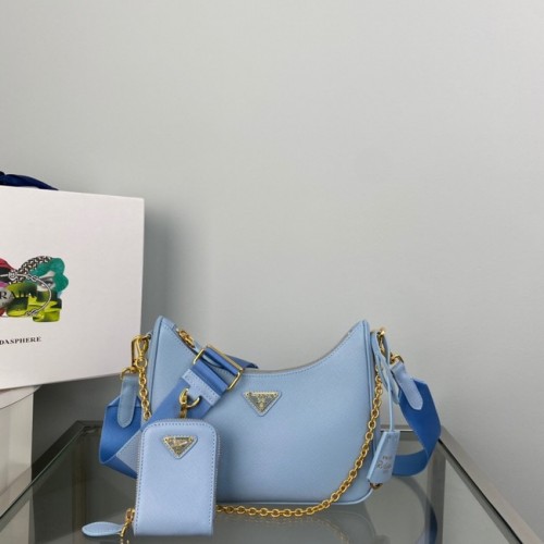 Borsa a spalla Prada Re-Edition 2005 Saffiano 1BH204 celeste