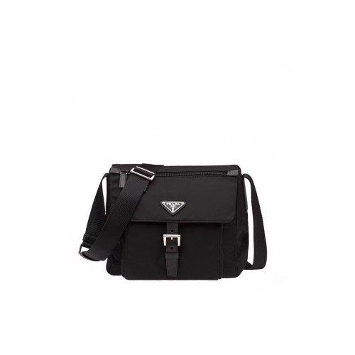 Borsa a spalla Prada in Re-Nylon e pelle Saffiano BD8994 nera