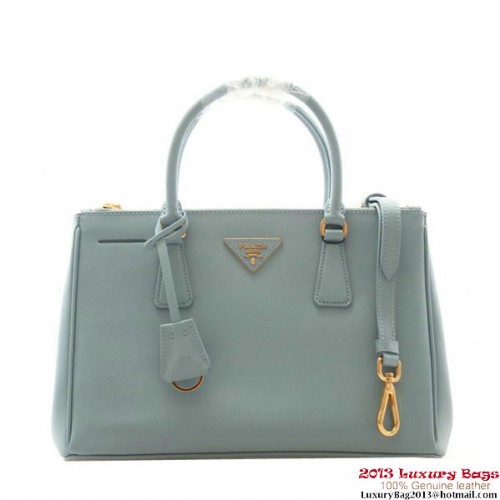 Borsa tote Prada in pelle saffiano 30 cm BN1801 blu chiaro