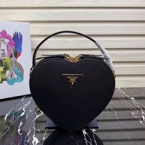 Prada Saffiano Borsa Tote Heart in pelle originale 1BH144 nera