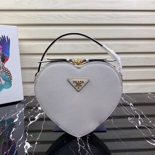 Prada Saffiano Borsa a cuore originale in pelle 1BH144 bianca
