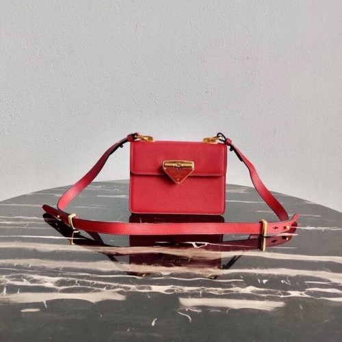 Prada Borsa Prada Symbole in pelle Saffiano 1BD270 rossa