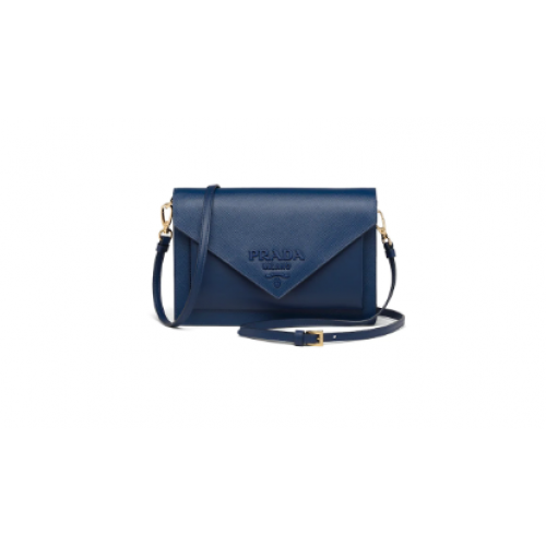 Mini borsa Prada in pelle Saffiano 1BP020 blu