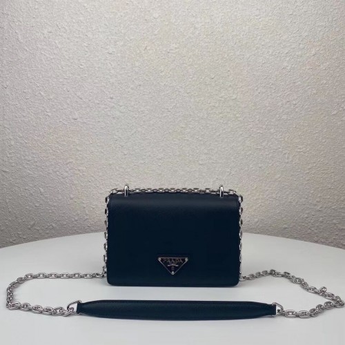 Mini borsa a spalla Prada in pelle Saffiano 2BD032 nera
