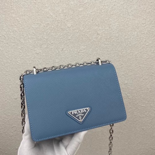 Mini borsa a tracolla Prada in pelle Saffiano 2BD032 blu