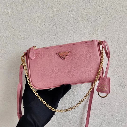 Mini borsa a spalla Prada in pelle Saffiano 2BH171 rosa