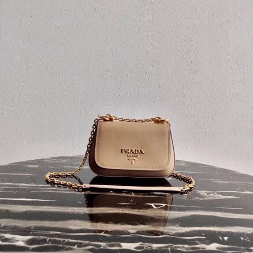 Prada Borsa a spalla in pelle Saffiano 2BD275 Biscuits