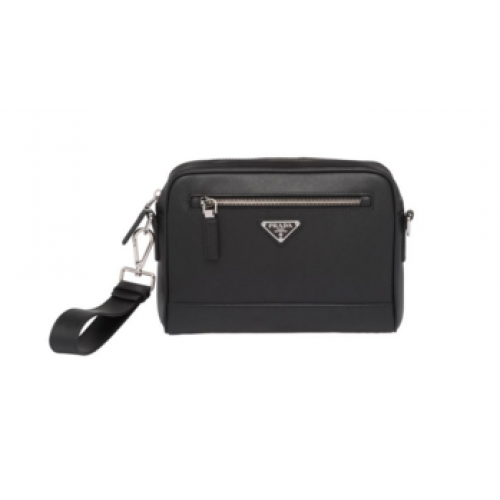 Borsa a spalla Prada in pelle Saffiano 2VH063 nera