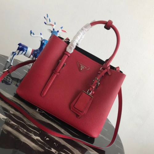 Prada Borsa tote in pelle originale Saffiano BN2838 rossa