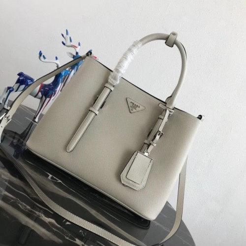 Prada Borsa tote in pelle originale Saffiano BN2838 bianca