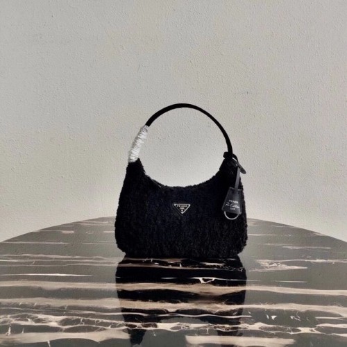 Borsa tote Prada Shearling mini 1NE515 nera