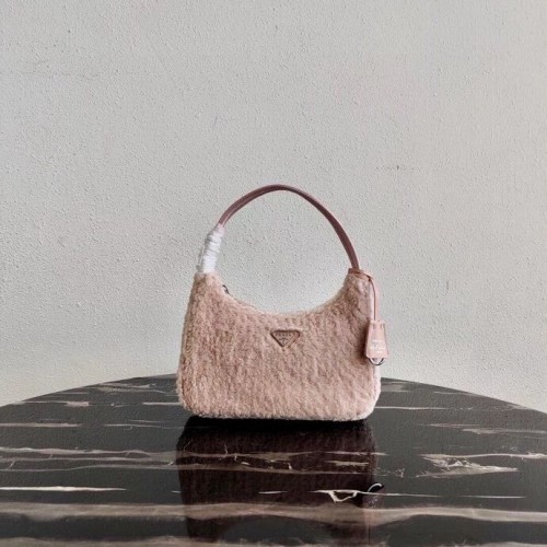 Borsa tote Prada Shearling mini 1NE515 rosa