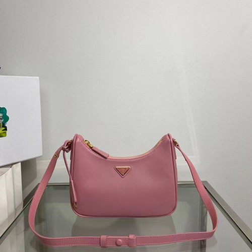 Borsa a spalla Prada Small in pelle Saffiano 1BD330 rosa