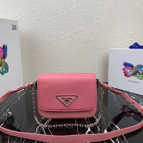 Borsa a spalla Prada piccola in pelle spazzolata 1BA263 rosa