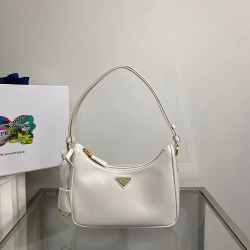 Prada Borsa a spalla piccola in pelle Saffiano 1BD330 BIANCO